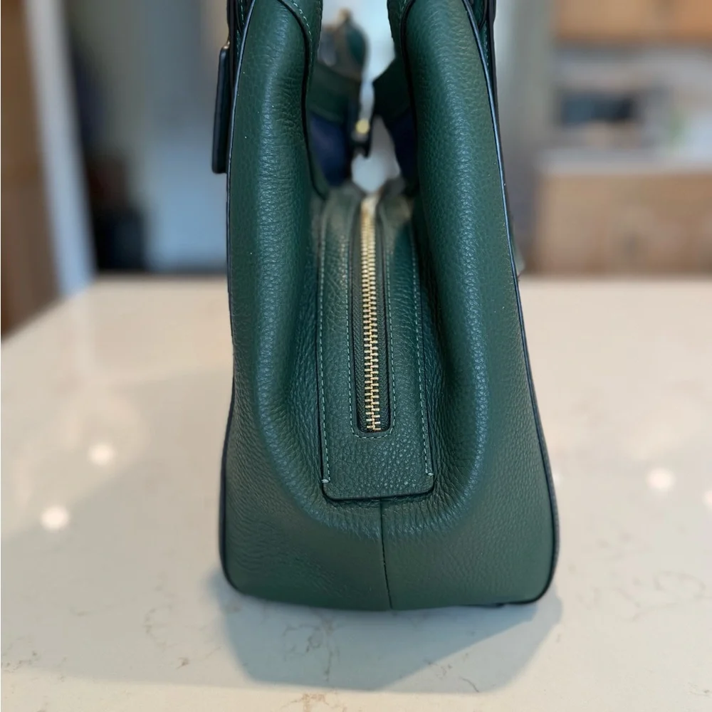 Coach Pebbled Leather Shoulder Bag in Deep Green with Gold Hardware - Picture 7 of 12